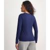 GYS Women’s Pajama Tops Bamboo Viscose Soft and Moisture-Wicking Long Sleeve Underwear Base Layer(Crew Neck-navy)