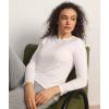 GYS Women’s Pajama Tops Bamboo Viscose Soft and Moisture-Wicking Long Sleeve Underwear Base Layer(Crew Neck-white)