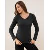 GYS Women’s Pajama Tops Bamboo Viscose Soft and Moisture-Wicking Long Sleeve Underwear Base Layer(V Neck-black)