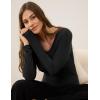 GYS Women’s Pajama Tops Bamboo Viscose Soft and Moisture-Wicking Long Sleeve Underwear Base Layer(V Neck-black)