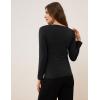 GYS Women’s Pajama Tops Bamboo Viscose Soft and Moisture-Wicking Long Sleeve Underwear Base Layer(V Neck-black)