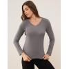 GYS Women’s Pajama Tops Bamboo Viscose Soft and Moisture-Wicking Long Sleeve Underwear Base Layer(V Neck-grey)