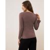GYS Women’s Pajama Tops Bamboo Viscose Soft and Moisture-Wicking Long Sleeve Underwear Base Layer(V Neck-khaki)
