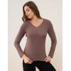 GYS Women’s Pajama Tops Bamboo Viscose Soft and Moisture-Wicking Long Sleeve Underwear Base Layer(V Neck-khaki)
