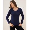 GYS Women’s Pajama Tops Bamboo Viscose Soft and Moisture-Wicking Long Sleeve Underwear Base Layer(V Neck-navy)