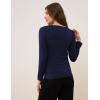 GYS Women’s Pajama Tops Bamboo Viscose Soft and Moisture-Wicking Long Sleeve Underwear Base Layer(V Neck-navy)