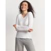 GYS Women’s Pajama Tops Bamboo Viscose Soft and Moisture-Wicking Long Sleeve Underwear Base Layer(V Neck-white)