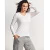 GYS Women’s Pajama Tops Bamboo Viscose Soft and Moisture-Wicking Long Sleeve Underwear Base Layer(V Neck-white)