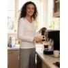 GYS Women’s Pajama Tops Bamboo Viscose Soft and Moisture-Wicking Long Sleeve Underwear Base Layer(V Neck-white)