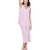 GYS Women’s Viscose Pajama Set – Sleeveless Tank Top Pajamas for Women Capri Pajamas Summer Pjs(Pink)