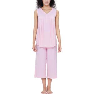 GYS Women’s Viscose Pajama Set – Sleeveless Tank Top Pajamas for Women Capri Pajamas Summer Pjs(Pink)