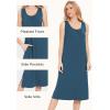 GYS Bamboo Viscose Nightgowns for Women with Pockets Soft Sleeveless Pajama Dress(Turquoise)