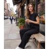 GYS Bamboo Viscose 2 Piece Outfits for Women Spring Summer Casual Lounge Sets for WFH, Errands, Travel, Airport(Black)