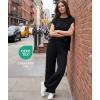 GYS Bamboo Viscose 2 Piece Outfits for Women Spring Summer Casual Lounge Sets for WFH, Errands, Travel, Airport(Black)