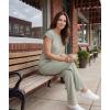 GYS Bamboo Viscose 2 Piece Outfits for Women Spring Summer Casual Lounge Sets for WFH, Errands, Travel, Airport(Olive Green​)