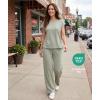 GYS Bamboo Viscose 2 Piece Outfits for Women Spring Summer Casual Lounge Sets for WFH, Errands, Travel, Airport(Olive Green​)