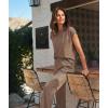 GYS Bamboo Viscose 2 Piece Outfits for Women Spring Summer Casual Lounge Sets for WFH, Errands, Travel, Airport(Taupe)