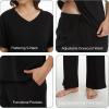 GYS Bamboo Viscose 2 Piece Outfits for Women Spring Summer Casual Lounge Sets for WFH, Errands, Travel, Airport(V-neck Black)