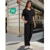 GYS Bamboo Viscose 2 Piece Outfits for Women Spring Summer Casual Lounge Sets for WFH, Errands, Travel, Airport(V-neck Black)