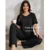GYS Bamboo Viscose 2 Piece Outfits for Women Spring Summer Casual Lounge Sets for WFH, Errands, Travel, Airport(V-neck Black)