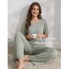 GYS Bamboo Viscose 2 Piece Outfits for Women Spring Summer Casual Lounge Sets for WFH, Errands, Travel, Airport(V-neck Olive Green​)