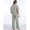 GYS Bamboo Viscose 2 Piece Outfits for Women Spring Summer Casual Lounge Sets for WFH, Errands, Travel, Airport(V-neck Olive Green​)