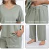 GYS Bamboo Viscose 2 Piece Outfits for Women Spring Summer Casual Lounge Sets for WFH, Errands, Travel, Airport(V-neck Olive Green​)