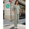 GYS Bamboo Viscose 2 Piece Outfits for Women Spring Summer Casual Lounge Sets for WFH, Errands, Travel, Airport(V-neck Olive Green​)