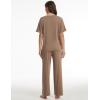 GYS Bamboo Viscose 2 Piece Outfits for Women Spring Summer Casual Lounge Sets for WFH, Errands, Travel, Airport(V-neck Taupe)