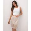 GYS Half Slip for Women Under Dress Non Cling Silky Underskirt with Lace Trim(Beige)