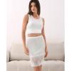 GYS Half Slip for Women Under Dress Non Cling Silky Underskirt with Lace Trim(White)