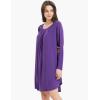GYS Women’s Nightgown Long Sleeve – Viscose Made from Bamboo, Soft Pleated Night Shirt House Dress Comfy Sleepwear(Lilac)