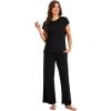 GYS Bamboo Viscose 2 Piece Outfits for Women Spring Summer Casual Lounge Sets for WFH, Errands, Travel, Airport(Black)