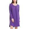 GYS Women’s Nightgown Long Sleeve – Viscose Made from Bamboo, Soft Pleated Night Shirt House Dress Comfy Sleepwear(Lilac)