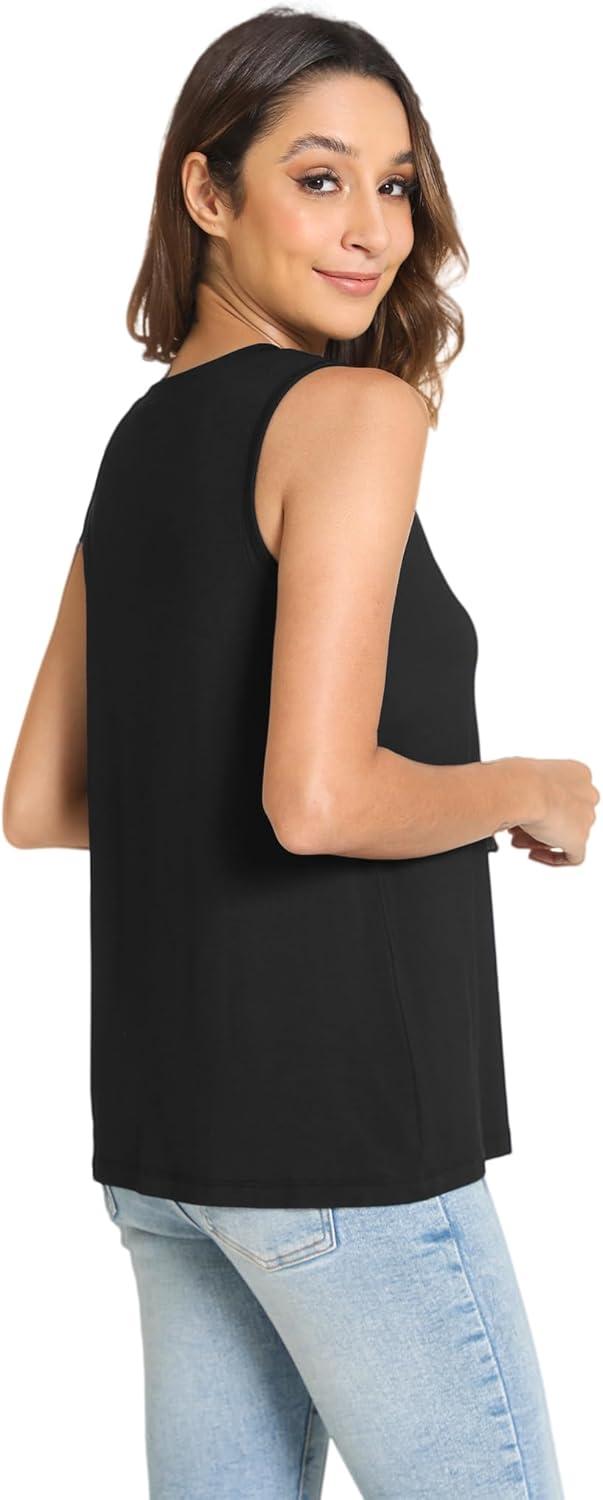 imageGYS Womens Bamboo Viscose Pajamas Summer Sleeveless Tank Top and Drawstring Pj Shorts Sleepwear Set