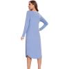 GYS Bamboo Viscose Long Nightgown for Women Soft Sleepwear Long Sleeve House Dress Night Shirt Loungewear(Vague Blue)