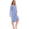 GYS Bamboo Viscose Long Nightgown for Women Soft Sleepwear Long Sleeve House Dress Night Shirt Loungewear(Vague Blue)