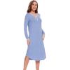GYS Bamboo Viscose Long Nightgown for Women Soft Sleepwear Long Sleeve House Dress Night Shirt Loungewear(Vague Blue)
