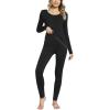 GYS Long Johns Sets Thermal Underwear for Women Lightweight Base Layer Snug fit Pajamas Set, Viscose Made from Bamboo(Black)