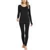GYS Long Johns Sets Thermal Underwear for Women Lightweight Base Layer Snug fit Pajamas Set, Viscose Made from Bamboo(Black)