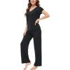GYS Pajamas Set for Women Soft 2 Piece Sleepwear Short Sleeve Top and Pants Pj Lounge Sets, Viscose Made from Bamboo(Black)