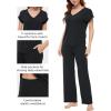 GYS Pajamas Set for Women Soft 2 Piece Sleepwear Short Sleeve Top and Pants Pj Lounge Sets, Viscose Made from Bamboo(Black)