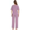 GYS Women’s Bamboo Viscose Pajama Sets Short Sleeve Tee and Pants 2 Piece Sleepwear Soft Sleep Lounge Set(Purple)