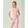 GYS Women’s Bamboo Viscose Pajamas Short Sleeve Sleep Shirt and Flare Pj Pants Sleepwear Set(Pink)
