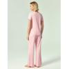 GYS Women’s Bamboo Viscose Pajamas Short Sleeve Sleep Shirt and Flare Pj Pants Sleepwear Set(Pink)