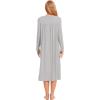 GYS Women’s Nightgowns Bamboo-Derived Viscose Long Sleeve Pajamas Dress Button Down Night Gowns(Light Heather Grey)