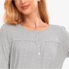 GYS Women’s Nightgowns Bamboo-Derived Viscose Long Sleeve Pajamas Dress Button Down Night Gowns(Light Heather Grey)