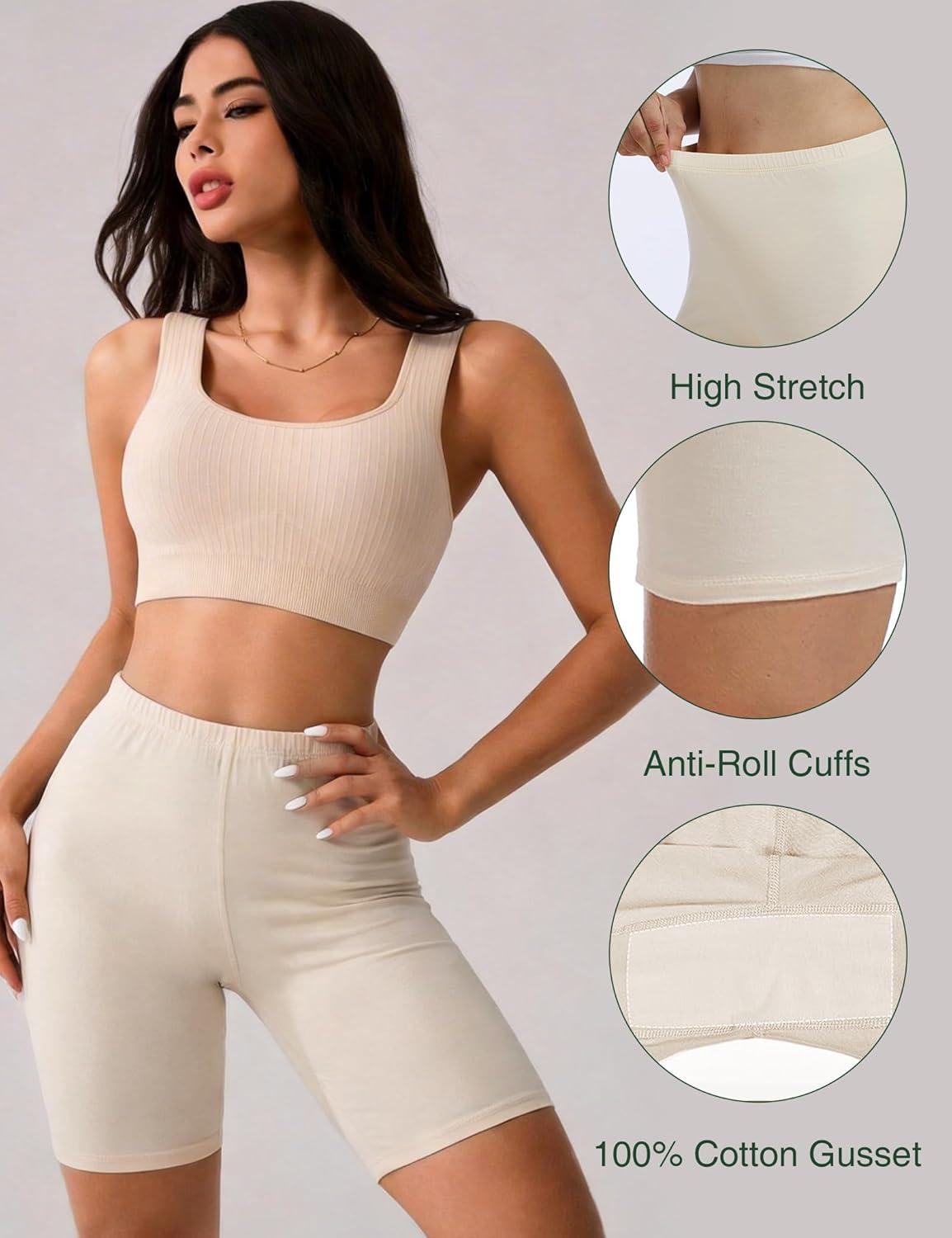 imageGYS Bamboo Viscose Womens Slip Shorts for Under Dresses Cloudlike Soft Anti Chafing Stretchy Boyshorts PantiesBeige