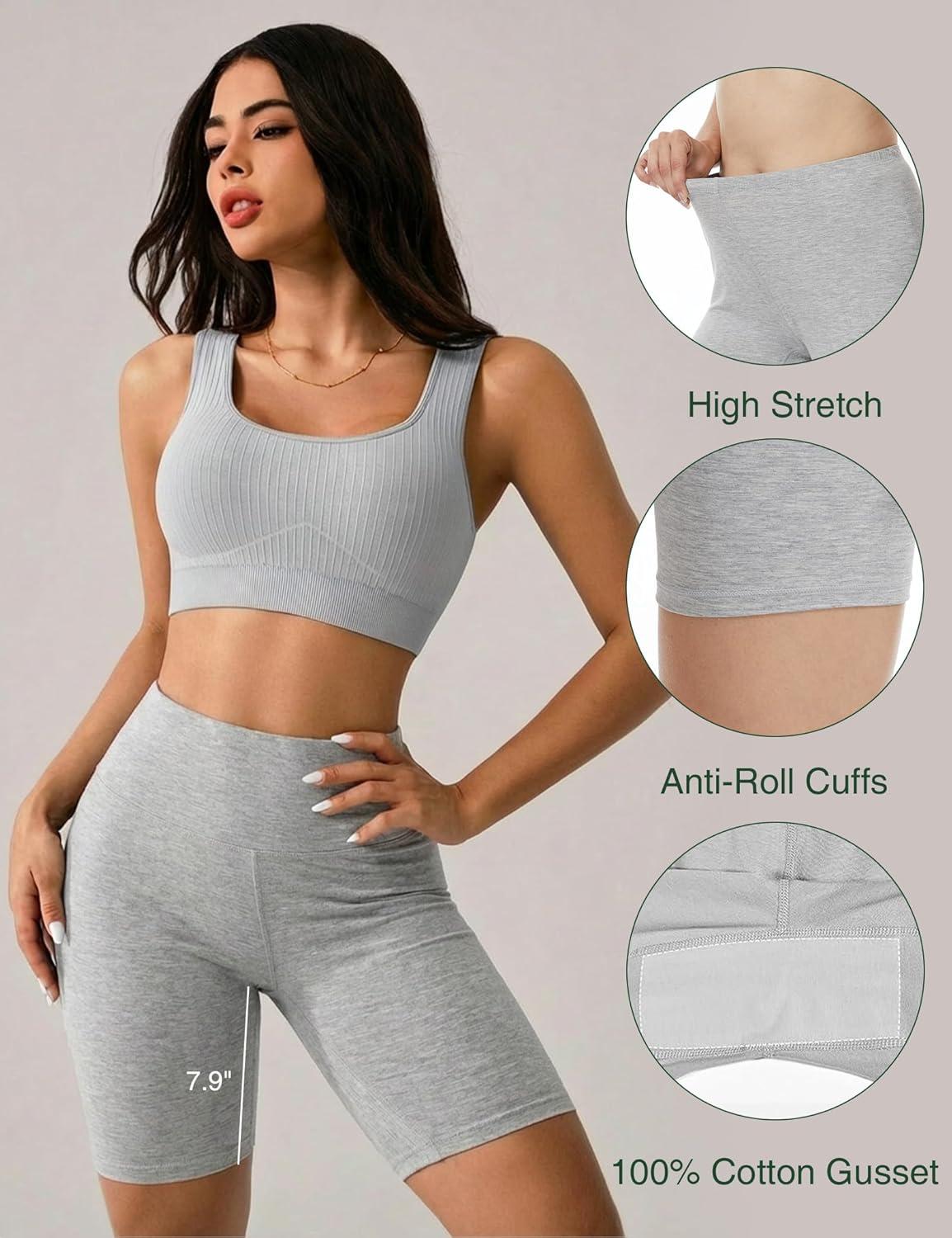 imageGYS Bamboo Viscose Womens Slip Shorts for Under Dresses Cloudlike Soft Anti Chafing Stretchy Boyshorts PantiesLight Heather Grey