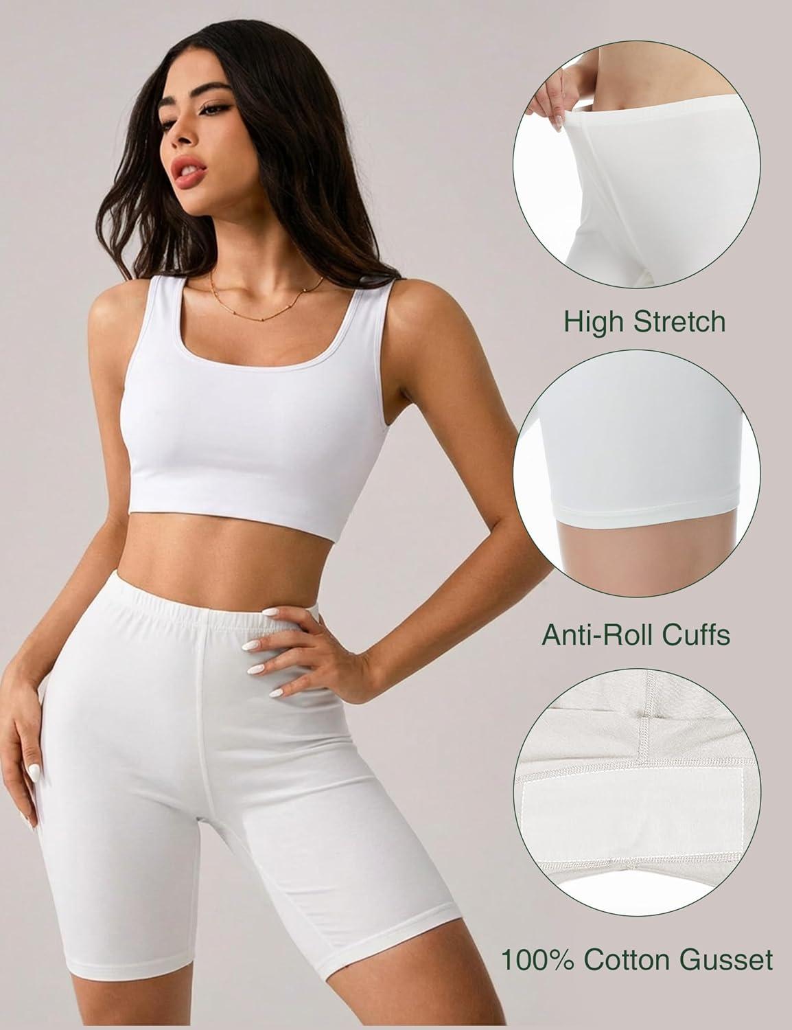 imageGYS Bamboo Viscose Womens Slip Shorts for Under Dresses Cloudlike Soft Anti Chafing Stretchy Boyshorts PantiesWhite